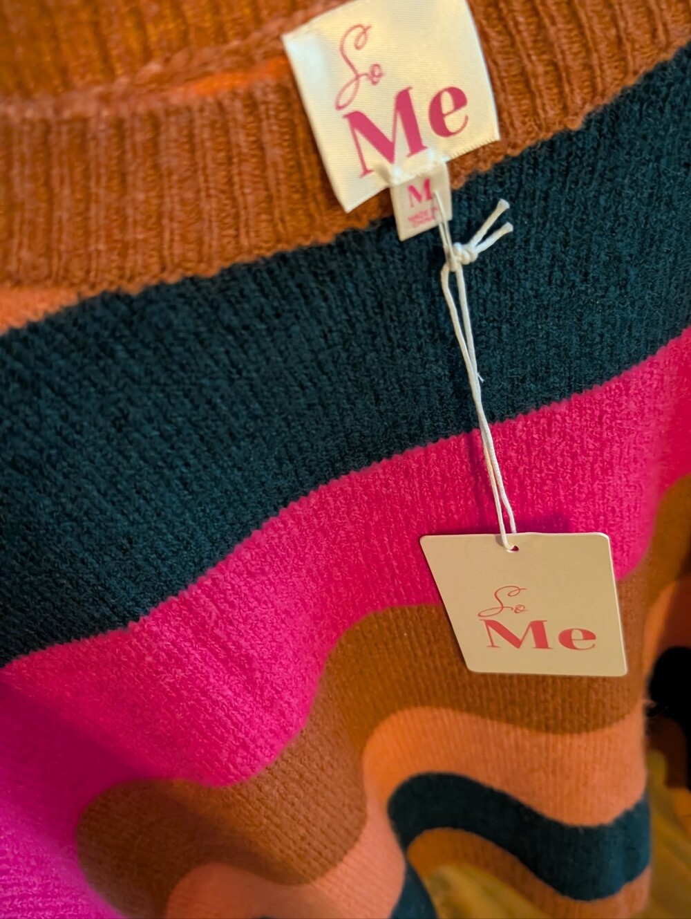 So Me Crewneck Sweater in Pink, Navy & Rust - Picture 2 of 3